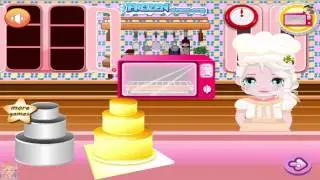 Baby Elsa Birthday Cake   Frozen Princess Elsa and Anna Cooking Cake Game
