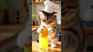 Refreshing Lemon Water Recipe | Easy Summer Drink by Cute Cat Chef #cat #aicat #shorts