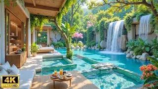 Relaxing Summer Piano Music - Waterfall & Nature Ambience for Mood Booster