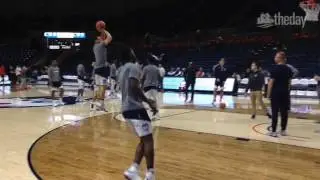 Christian Vital and Jalen Adams warming up before the game. #UConn
