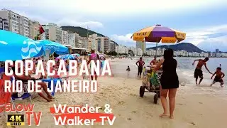 🌴 Copacabana - Rio de Janeiro - Brazil - Relaxing Beach Walk Tour - 4K