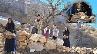 Nomadic life in the Zagros Mountains: Building a stone house for sheep 🏞️🪨🐏