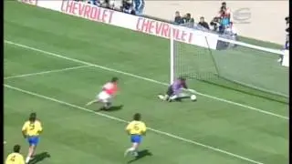 Gary Lineker penalty miss, England v Brazil 1992