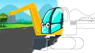 Excavator | Coloring Book | Construction Vehicle | Learn Colors for Children