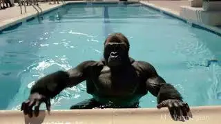 AI Gorilla Dive Off the Diving Board AI Video