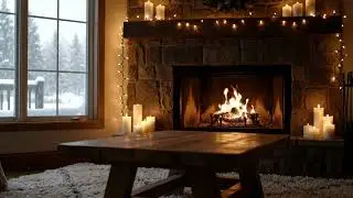 Cozy Fireplace with Candles & Falling Snow | Relaxing Winter Ambience (5 Hours)