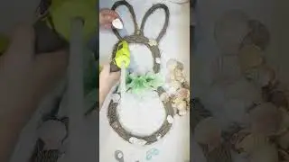 Coastal Easter Bunny Wreath Dollar Tree DIY #dollartree #easterdiy from Crafty Little Beach