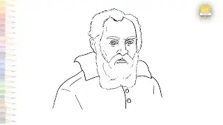 Galileo Galilei portrait drawing easy | Outline Art | How to draw Galileo Galilei simply #artjanag