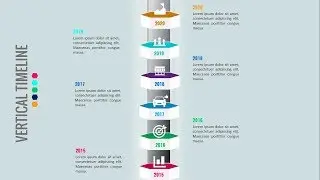 Vertical 3D Timeline infographic design template with 6 options / Animated slide tutorial /Free PPT