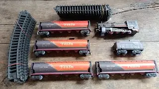 UNBOXING MINIATURE OIL TANKER TRAIN -  UNBOXING DAN MERAKIT MAINAN KERETA API PENGANGKUT MINYAK 