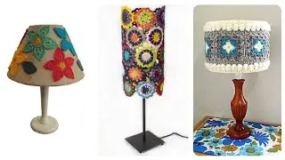 Multicolored Crochet pattern Lampshade/Handmade Bohemian Lamp shade/Amigurumi free knot Pattern