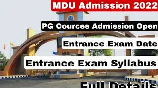 Mdu PG Course Admission Open 2022|| Entrance Exam Date and Syllabus || #mduadmission2022