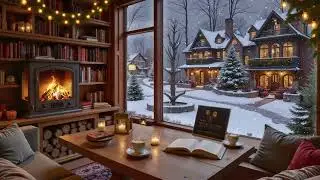 Quiet Jazz Caf&eacute; Night 🎷 Soft Background Music & Warm Fireplace Ambience for Study & Work