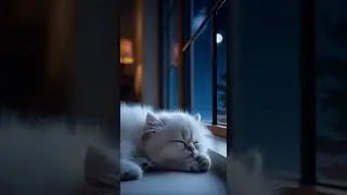 In its dreams, even the moon purrs softly.✨🐱 #Kitten #SleepingCat #Purring