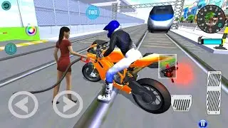 New Orange 🍊 Racing Motor Bike In Ocean Park 3D Driving Class Simulator #Ali Gamer#