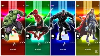 HULK 🆚 SPIDER-MAN 🆚 VENOM 🆚 THOR | Coffin Dance 🎶 Tiles Hop EDM Rush