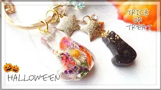【resin】もうすぐハロウィン🎃なので黒猫のレジンバッグチャームキーホルダーを作ってみた【100均 セリア ハンドメイド】