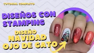 DIFERIDO LIVE: Uñas con efecto Ojo de Gato SIN Lámpara y diseño de Stamping en uñas navideñas