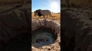 Heroic Lion Looks for Help to Protect Its Cub #viralvideo #lion #wildlife #wildanimals #help #rescue