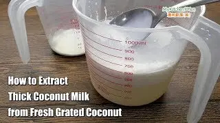 How to Extract Thick Coconut Milk from Fresh Grated Coconut | MyKitchen101en