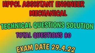 HPPSC HPPCL ASSISTANT ENGINEER MECHANICAL|| TECHNICAL QUESTIONS SOLUTION|| 2022