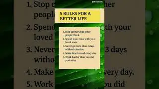 5 Rules for a Better Life | Change Your Mindset Today #shorts #motivation #mindsetshift #lifelessons