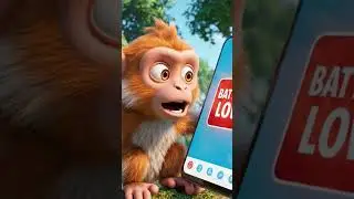 Bandar Ka Mobile Battery Low 😱📱 | Funny Monkey Video #cartoon #monkey #funny #cartoonforkids #kids