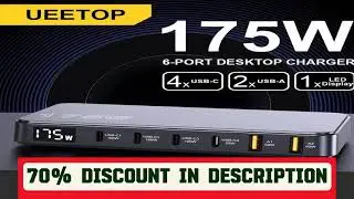 #Ueetop 175W GaN USB C Charger LED Display 6-Port Desktop Charger Type C PD 100W PPS 45W Fast Charg