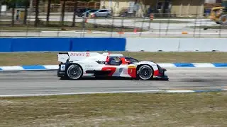 Toyota Hypercars flying into turn 10 at Sebring! Super deep bassy Twin Turbo V6 sounds.