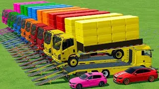 Transporting Biggest Trucks With Loading Bales & MUSTANG Cars In Fs22 | Farming Simulator 22 |