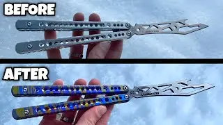 How to Splatter ANODIZE Titanium! 💙 | Balisong Mod Tutorial