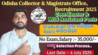 Collector Office Recruitment 2025!Apply For Coordinator & MIS Assistant Posts!!No Exam!35000 Salary👍