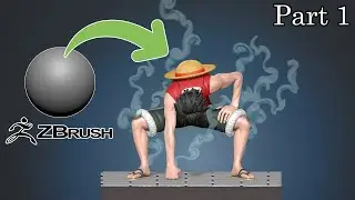 Anime Character Sculpting In Zbrush - One Piece Luffy - Part 1 #zbrush #blender3d