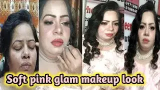 Soft pink glam makeup tutorial | soft pink lipstick | soft pink eyes makeup 