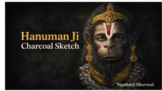 🙏 Hanuman Ji Charcoal Sketch | Powerful Lord Hanuman Art ✍️🖤