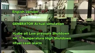 English. Generator shut down Simulation. Lube oil pressure low shutdown, H. T FW temp high shutdown