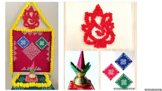 How to make Kolam design backdrop on fabric | easy Ganesh chaturthi decoration at home #diy #usa