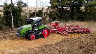 4k Fendt 943 Vario MT and Väderstad Topdown 500 cultivator seed drill combo drilling OSR.