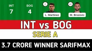 INT vs BOG Dream11 Team | Inter milan vs Bologna Dream11 Team | Serie A