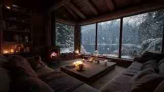 Winter Snowfall Ambience ❄️ Relaxing Fireplace & Soft Music for Sleep and Focus