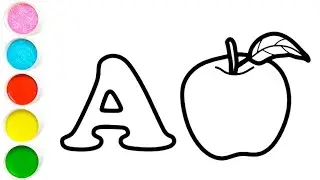 A for apple 🍎 drawing painting coloring for kids and toddlers Art for beginners 