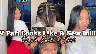 FAKE A SEW IN WITH A V PART WIG IN MINUTES!! | West Kiss Hair | Beginner Friendly