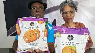 R and Bae try Cauliflower and sweet potatoes hash browns Strong Roots!