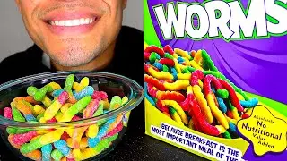 ASMR SOUR GUMMY WORMS CEREAL EATING SOUNDS NO TALKING JERRY CANDY