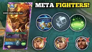 NO COOLDOWN SUN VS. META FIGHTERS!😱 (hard match!💀) | SUN BEST BUILD -MLBB🔥