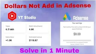 Dollars Not Add in Adsense| Youtube payment not showing in Adsense 🎀