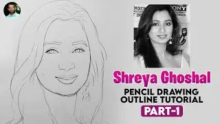Shreya Ghoshal | Pencil Drawing Outline Tutorial in Tamil Part 1| Live Art Chennai