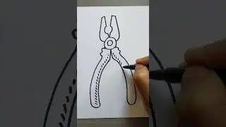 How To Draw A Pliers Easy | Pliers Step By Step Easy Line Drawings | Easy drawing idea #shorts