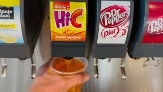 Pouring HI-C Lavaburst Orange Drink Refill at Soda Fountain Machine | McDonald&rsquo;s Alhambra California