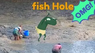 Big fish hole। Deep Mud Hole Catch Catfish। Unique Fishing, Finding Fish। amazing fish - Asian Fish।